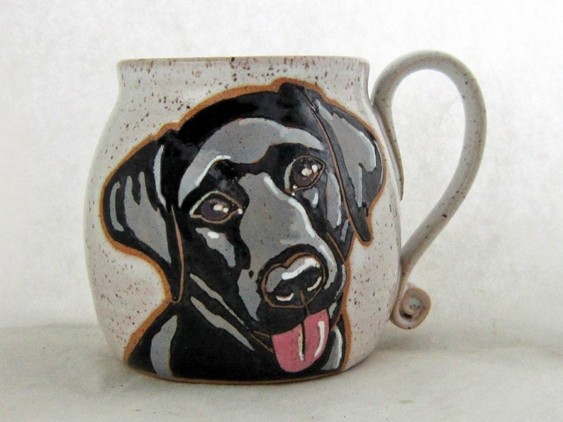 Black Lab Mug, portrait mug, Birthday gift, Labrador mug, Black dog mug, custom coffee dog mug, pet custom mug, dog mug personalized13 oz image 1