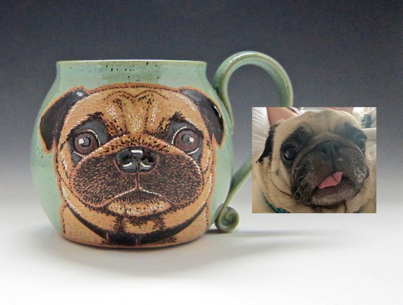 Pug Mug Custom Pet Portrait Mug Dog Pet Coffee Mug Cup Personalized Mother Mom Dad Gift Idea Mugs Dog Lover Gift For Her Hand Painted 13 oz image 5