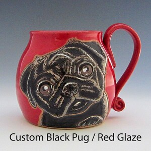 Black Pug Mug, pug mug, pug lovers gift, dog mug, Valentines Day gift, custom coffee dog mug, pet coffee mug, dog lover coffee mug 13 oz image 10