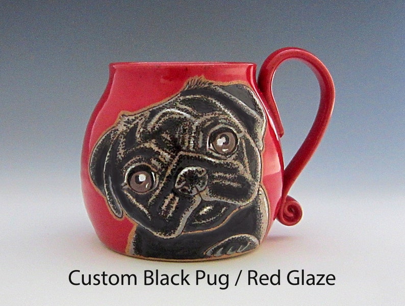 Black Pug Mug, pug mug, pug lovers gift, dog mug, Valentines Day gift, custom coffee dog mug, pet coffee mug, dog lover coffee mug 13 oz image 10