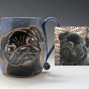 Black Pug Mug, pug mug, pug lovers gift, dog mug, Valentines Day gift, custom coffee dog mug, pet coffee mug, dog lover coffee mug 13 oz image 9