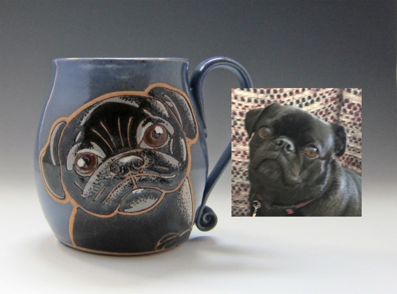 Black Pug Mug, pug mug, pug lovers gift, dog mug, Valentines Day gift, custom coffee dog mug, pet coffee mug, dog lover coffee mug 13 oz image 9