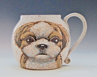 Shitzu Mug Pet Portrait Mug Dog Pet Coffee Mug Cup Personalized Mother Mom Dad Gift Idea Mugs Dog Lover Gift For Her Hand Painted