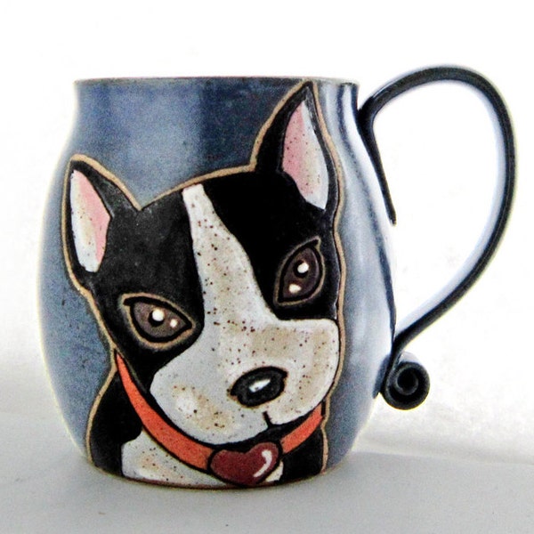 Boston Terrier Mug, pottery mug, great Mothers Day Gift, custom dog mug, personalized dog mug, dog lovers gift, mum dog gift,dad dog gift