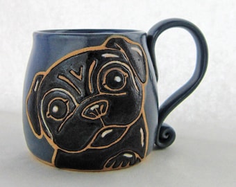 Black Pug Mug, pug mug, pug lovers gift, dog mug, Mothers Day Gift, custom coffee dog mug, pet coffee mug, dog lover coffee mug 13 oz