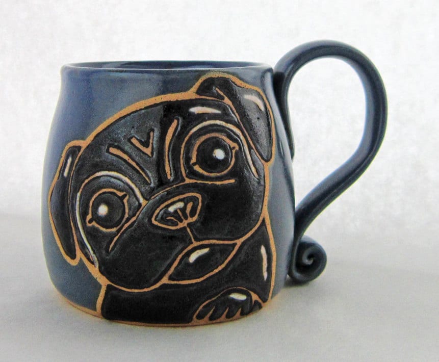 Black Pug Mug, Pug Mug, Cadeau Pour Les Amoureux Des Carlins, Mug Chien, La Fête Mères, Chien à Café