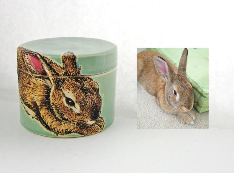 Rabbit Urn, pet urn, small pet, Custom pet portrait artist, rabbit urn, bird urn, ferret urn, urn, send photo, hand painted custom image 1