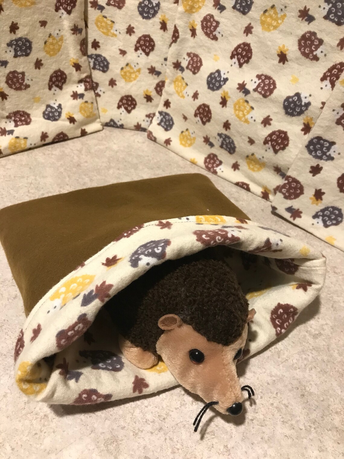 Brown Cotton Hedgehogs on Cream Snuggle Sack for Hedgehogs Etsy