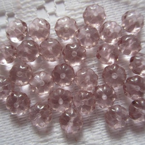 25  Amethyst Purple Ribbed Saucer Czech Glass Flower Beads  6mm x 3mm