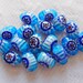 17 Turquoise Red Blue & White Puffed Oval Millefiori Lampwork Glass Beads 13mm x 8mm