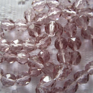 25  Pale Amethyst Purple Czech Round Faceted Glass Beads  8mm