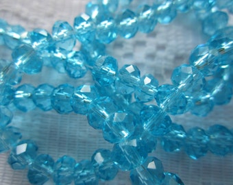 25 個のターコイズ レイク ブルー ロンデル クリスタル ファセット ビーズ 6 mm x 4 mm