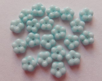 20  Light Aquamarine Blue Green Opaque Flower Czech Glass Beads  5.5mm