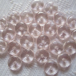 20  Soft Baby Pink Transparent Smooth Saucer Disc Czech Glass Beads  8mm