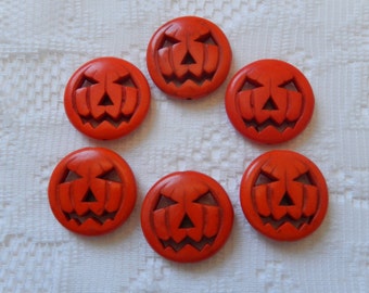 4 Orange Halloween Carved Jack O Lantern Pumpkin Magnesite Beads 30mm 4 Orange Halloween Carved Jack O Lantern Pumpkin Magnesite Beads 30mm