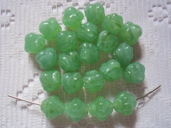20 Golden Yellow Variegated Opal Swirl Saturn Lantern Czech Glass Beads 10mm
