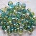25 Aqua Blue Green & Jonquil Yellow Two Toned Silver Lined Round Glass Beads 6mm