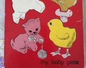 Vintage Wooden Puzzle, c.1950 Playskool, My Baby Pets, Nursery Decor