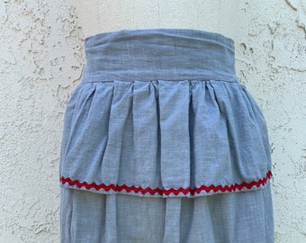 Vintage Apron, Half Apron, Dusty Blue