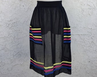 Vintage Apron, Half Style, Black Organza, Hostess Apron, Unique Gift