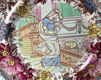 Vintage Dinner Plate, W.T. Copeland Transfer ware, Cinderella Wall Hanger