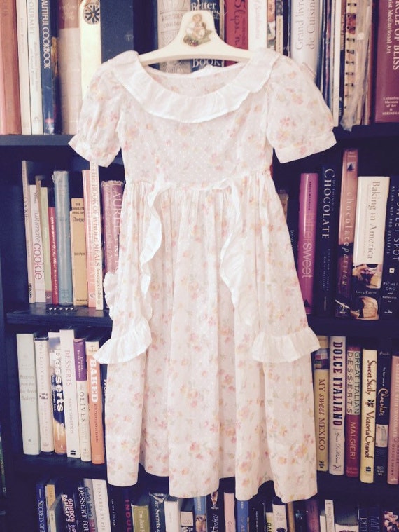 Vintage Girl's Dress, Sheer 1930s, Floral Dot Fab… - image 2