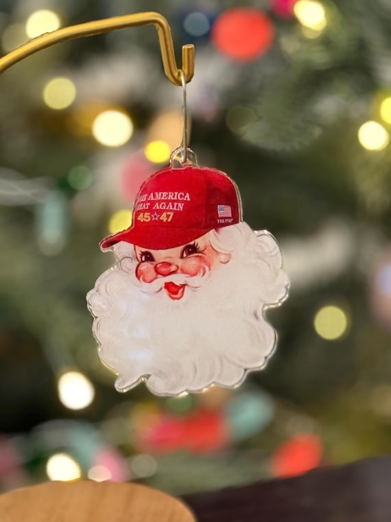 Santa Trump MAGA Hat Ornament | 2026 Election Gear
