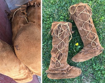 handmade knee high moccasins