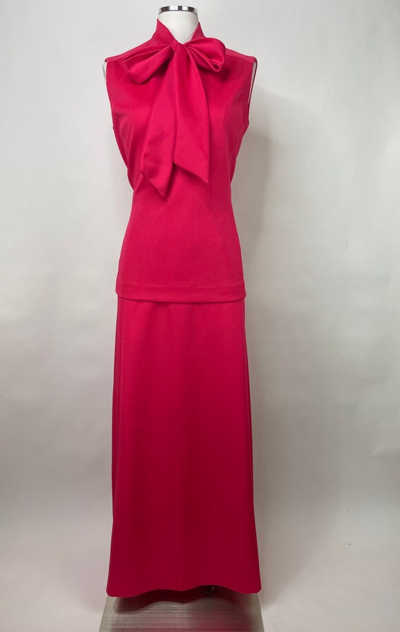 1960s-1970s Hot Pink Two Piece Set w A Line Maxi … - image 5