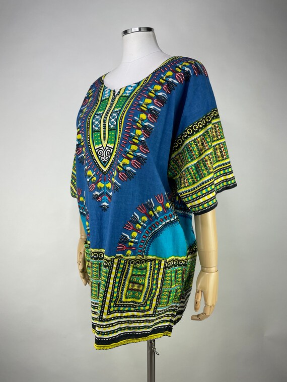 Vintage 1990s Blue Vibrant Dashiki by Funky Peopl… - image 4