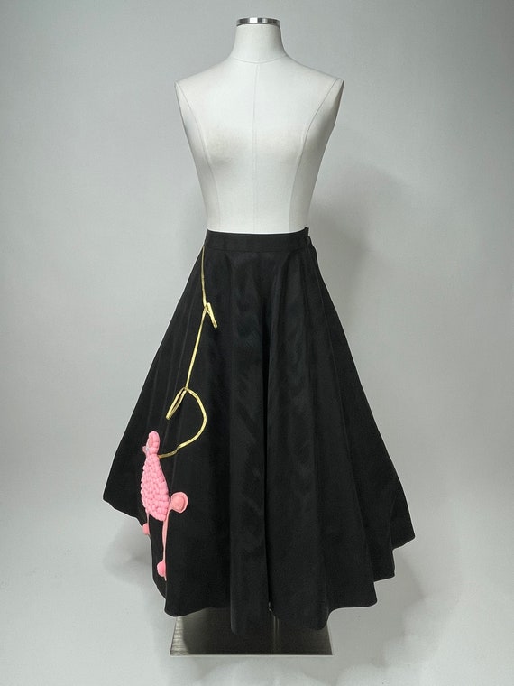 1950s Heavy Black Skirt w Pink Poodle by Justin M… - image 2