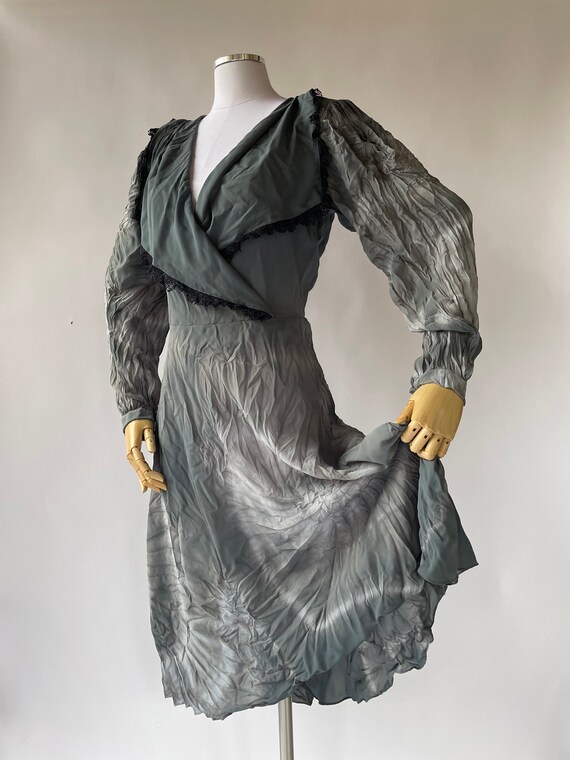 Vintage 1980's does 1930's Heather Gray & Black G… - image 5