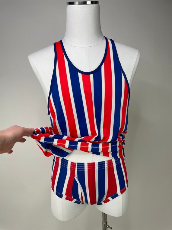 1970s-1980s 2 Piece Red White & Blue Striped Athl… - image 3