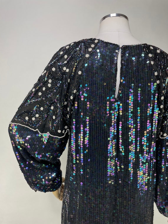 1980s M/L Black Iridescent Full Length Straight B… - image 7