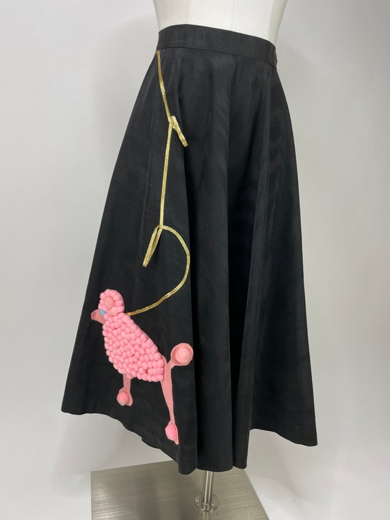 1950s Heavy Black Skirt w Pink Poodle by Justin M… - image 5
