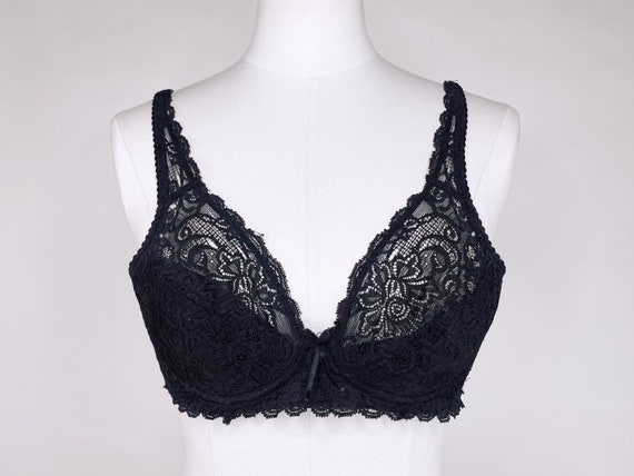 Vintage 50s-60s Full Lace Black Slightly Padded Shelf Bra Petite A Cup  25-26 Adjustable Straps Sexy, Valentines, Photoshoot, Pin Up -  Finland