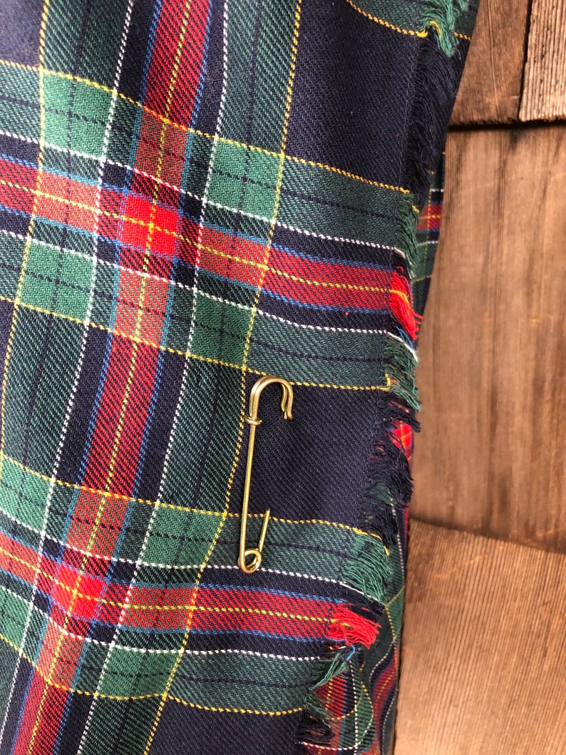 1990/'s Plaid Skirt by /'Tan Jay/' Red Blue Green Classic Kilt Christmas Holiday Outfit USA Made Scottish Irish Medium 1980/'s