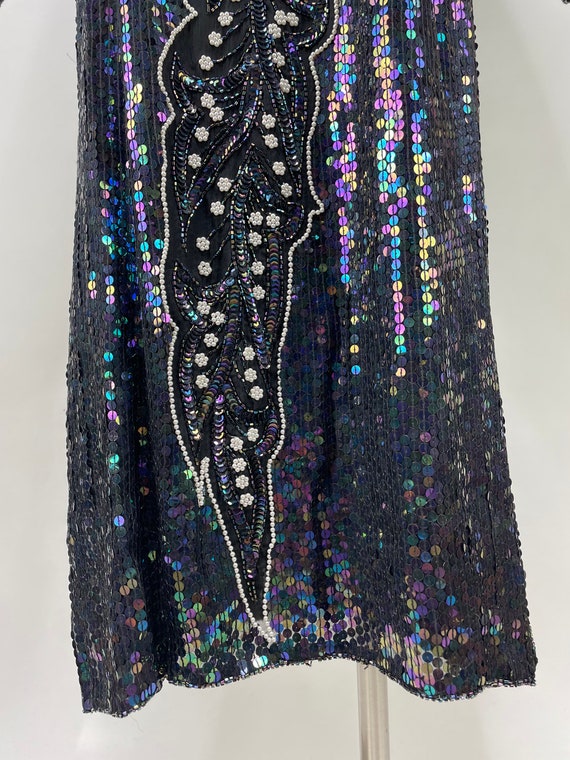 1980s M/L Black Iridescent Full Length Straight B… - image 6