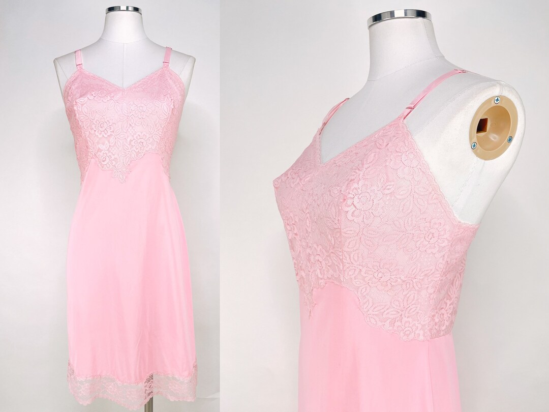 Vintage 50s Light Pink Form Fitting Slip Dress W Lace Top & Etsy
