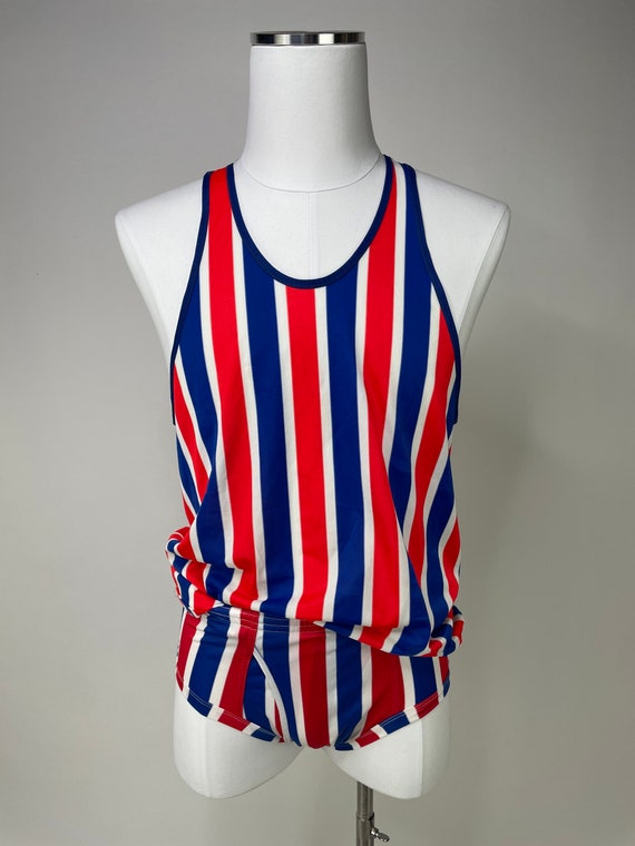 1970s-1980s 2 Piece Red White & Blue Striped Athl… - image 2