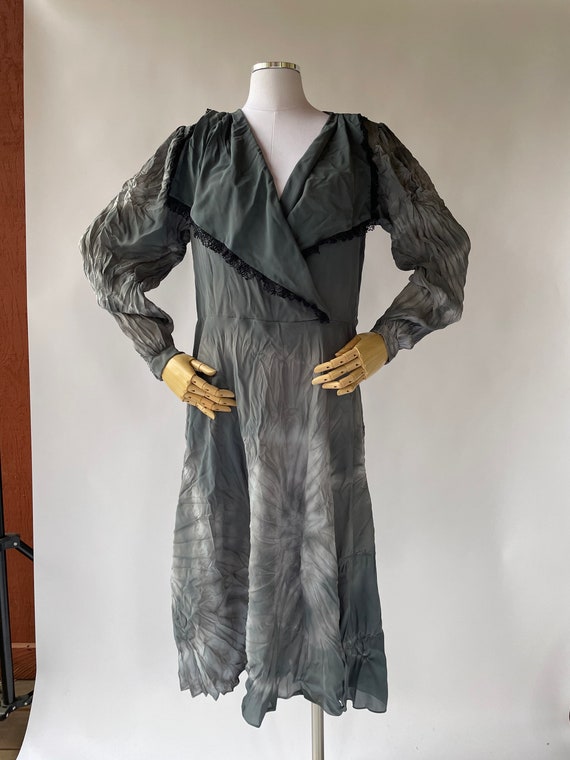 Vintage 1980's does 1930's Heather Gray & Black G… - image 3