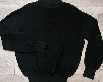 1950s - 1960s Military Issued Black Turtle Neck Sweater XL Wool Blend | Vintage, Navy, Army, Warm, Cozy, Oversized, Unisex, Beatnik, Mime