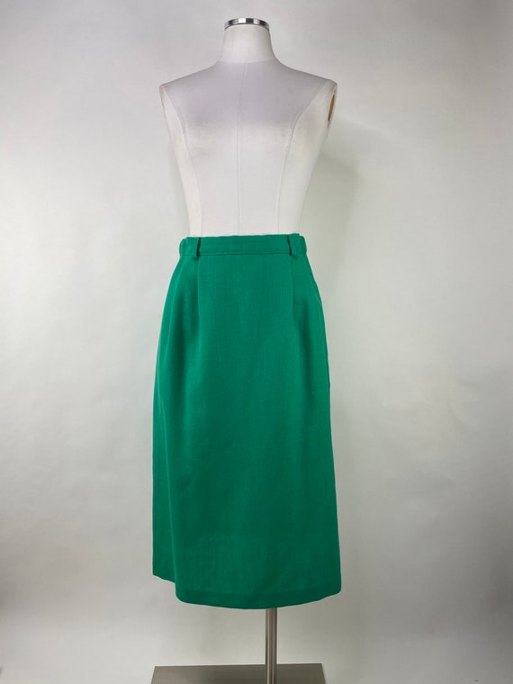 Vintage 80s Kelly Green High Waist Business A Lin… - image 5