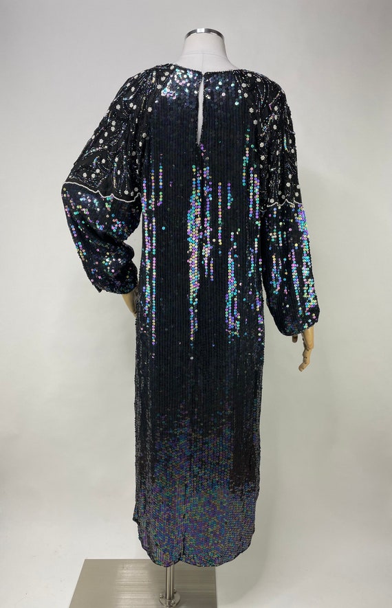 1980s M/L Black Iridescent Full Length Straight B… - image 5