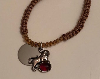 Sterling silver Leo lion charm bracelet