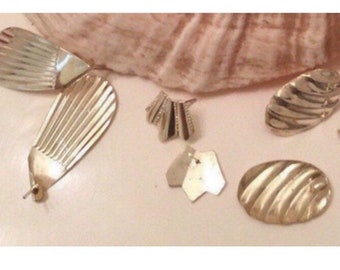 Vintage 925 sterling silver Boho Earring Lot (3) Hammered  Lot 3 Pairs vintage Sterling Silver earrings lot 925 modernist boho main image 1
