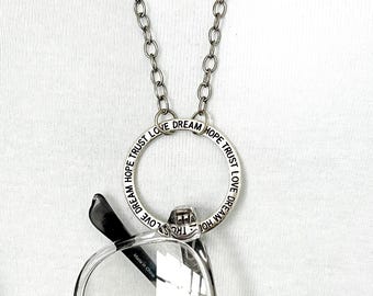 Words Circle Eyeglass Holder Necklace: Surgical Steel Chain