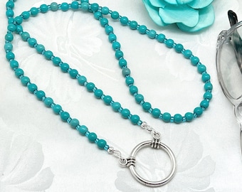 Turquoise Beaded Eyeglass Loop Necklace: Reading Glasses Lanyard, Sunglasses Holder