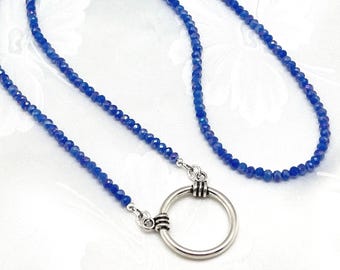 Blue Beaded Eyeglass Holder Necklace: Glasses Chain Lanyard
