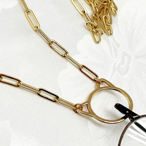 Aobei pearl,18k Shiny Gold Glasses Chains,Cuban Chain Glasses Chains,Sunglasses  Chain,Eyeglasses Chain,Eyeglass Holder,Gold Glasses Chain, ETS-S1151